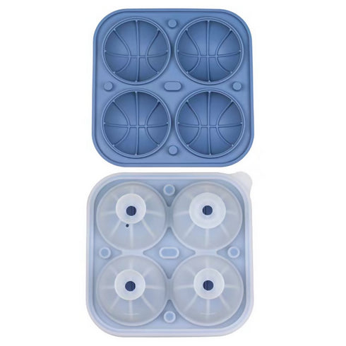 Basketball Rugby Reusable 4 Ice Cube Trays with Lid Molds